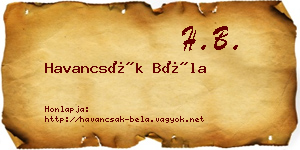 Havancsák Béla névjegykártya