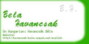 bela havancsak business card